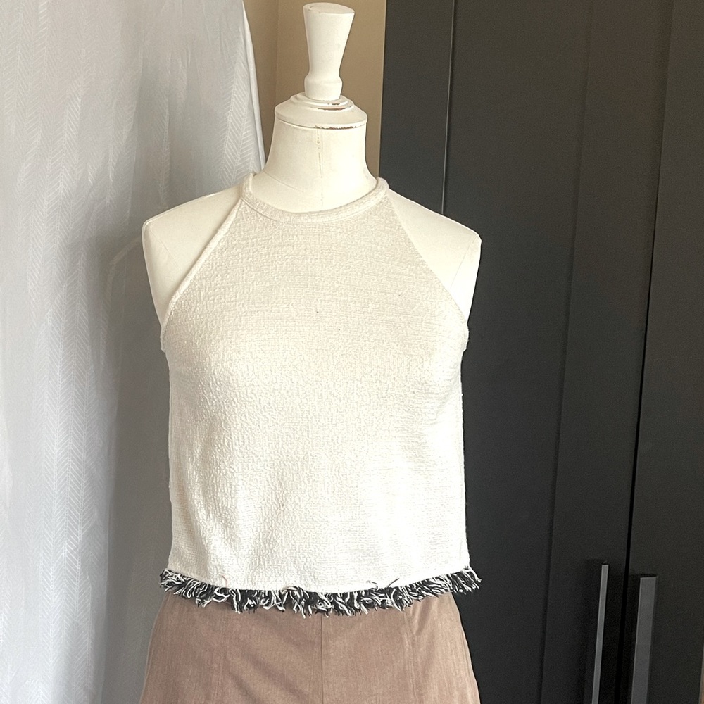 Zara Cream Fringe Top-S
